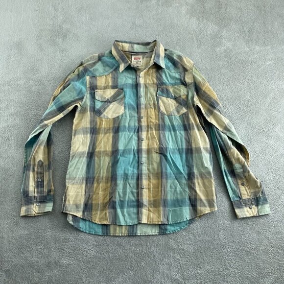 Levis XXL Modern Fit Plaid Button-Up Shirt Cotton & Polyester  3973 - Picture 1 of 9